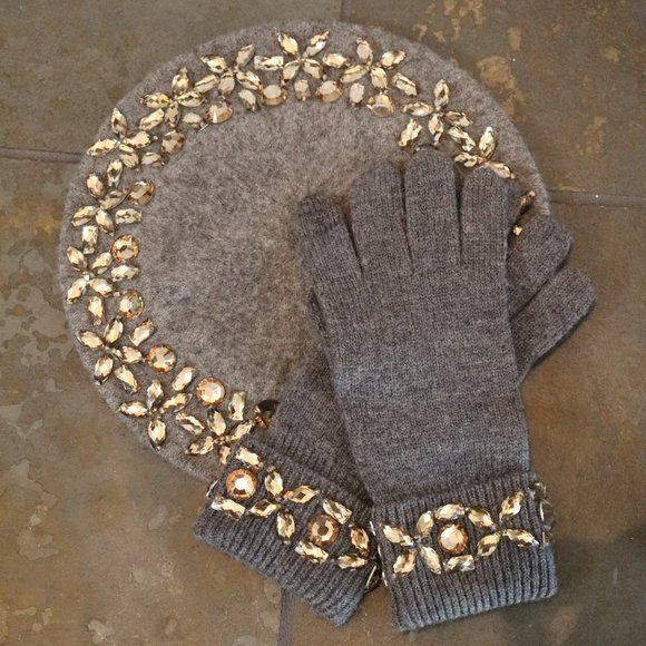 kate spade Accessories Kate Spade Embellished Wool Gloves Beret